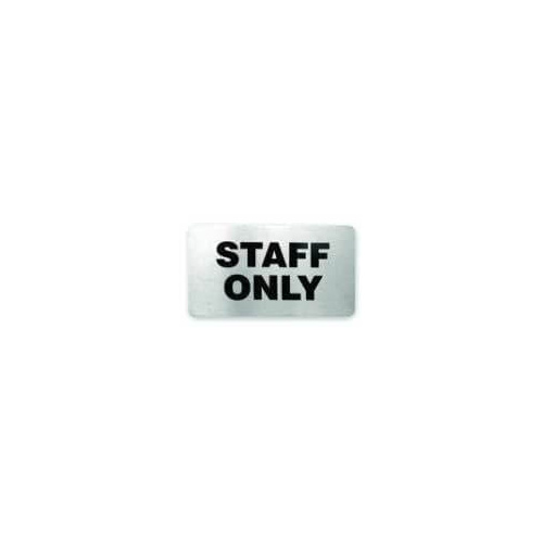 Staff Only Wall Sign - Adhesive Back 110x60mm Stainless Steel