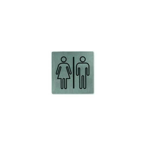 Restroom Wall Sign - Adhesive Back 130x130mm Stainless Steel
