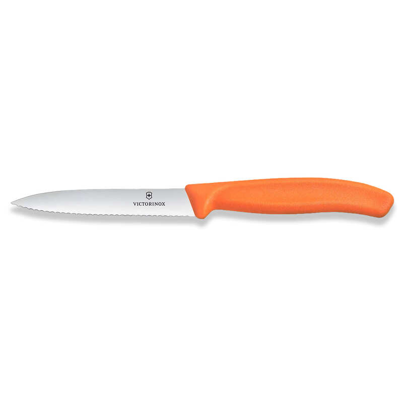Victorinox Paring Knife Wavy Edge 100mm - Orange Polypropylene