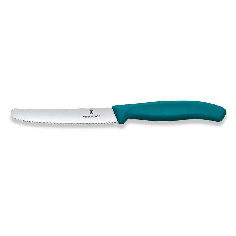 Victorinox Steak & Tomato Knife Wavy Edge 110mm - Green Polypropylene