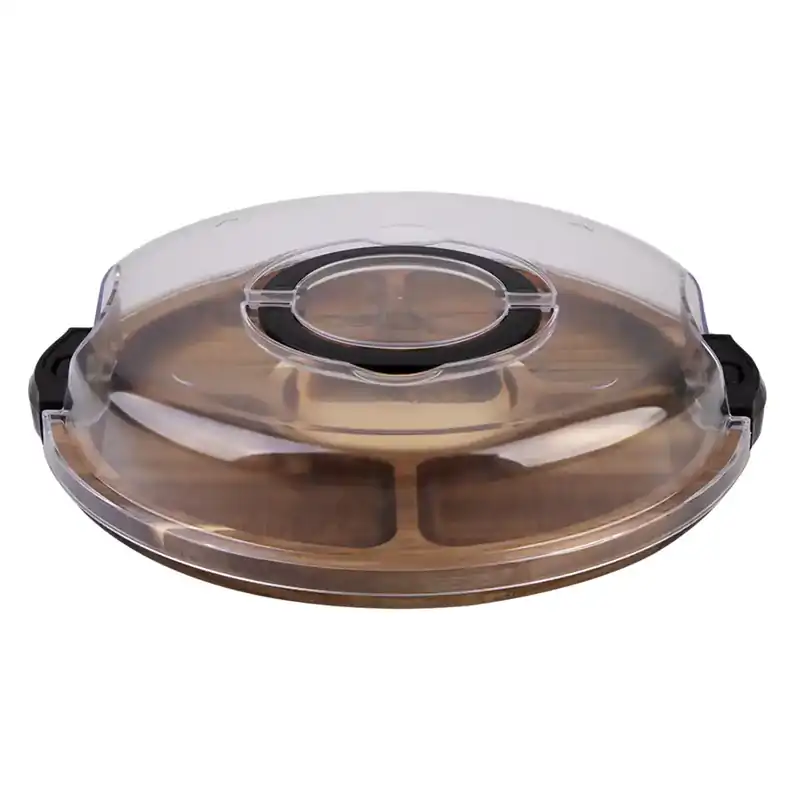 Alfresco Lane Acacia Wood 5 Compartment Round Grazing Platter With Lid