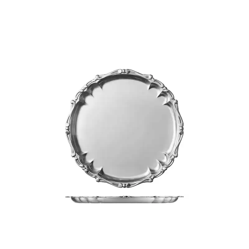 Moda Serving Deco Round Tray Stainless Steel 300mm (Box of 6)