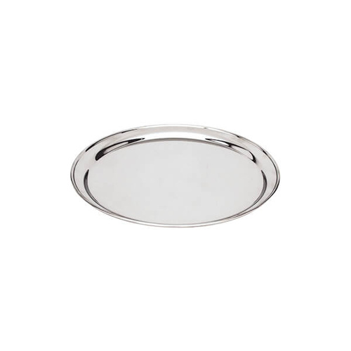 Round Tray / Platter 250mm - 18/8 Stainless Steel Heavy Duty Rolled Edge