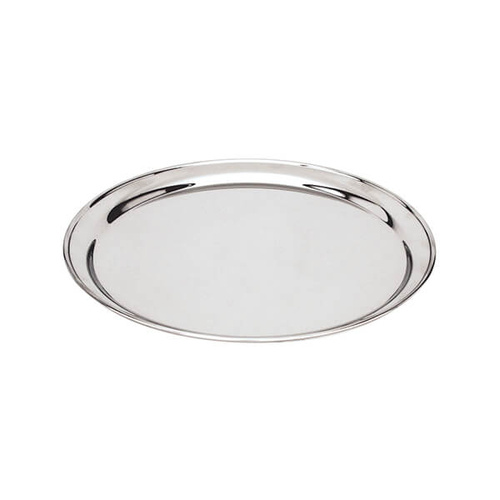 Round Tray / Platter 350mm - 18/8 Stainless Steel Heavy Duty Rolled Edge