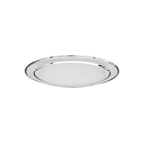 Oval Platter 350mm - 18/8 Stainless Steel Heavy Duty Rolled Edge