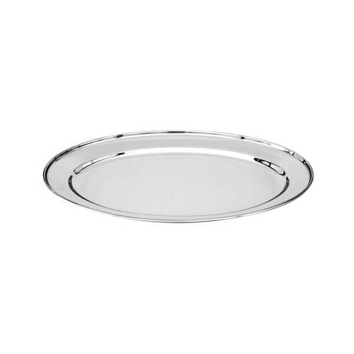 Oval Platter 500mm - 18/8 Stainless Steel Heavy Duty Rolled Edge