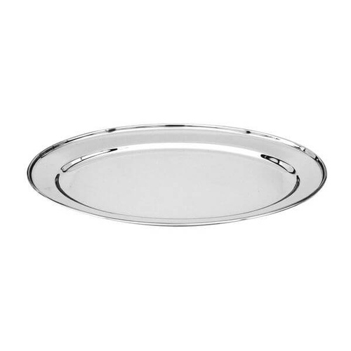 Oval Platter 600mm - 18/8 Stainless Steel Heavy Duty Rolled Edge