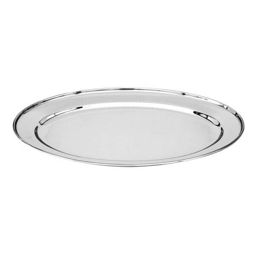 Oval Platter 650mm - 18/8 Stainless Steel Heavy Duty Rolled Edge