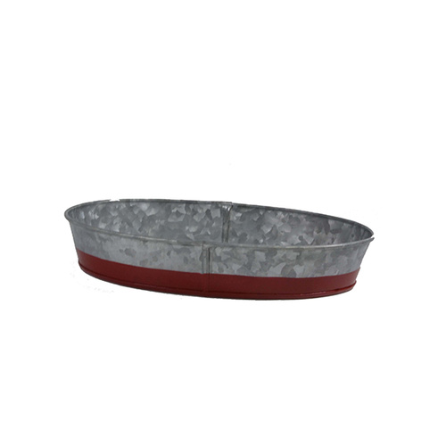 Chef Inox Coney Island - Galvanised Oval Tray Dipped Red 240x160x45mm