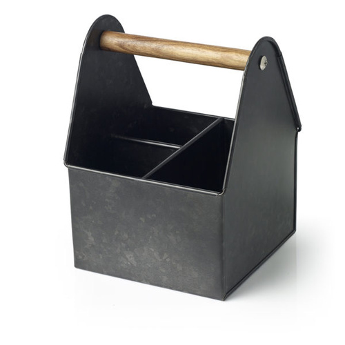 Chef Inox Coney Island - Utensil Caddy 3 Comp Black Wood Handle 170x170x230mm