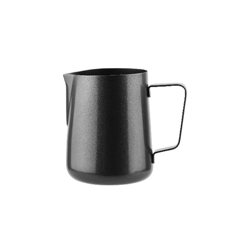 Water / Milk Frothing Jug, Regular Handle, 400ml 18/10, Black SS