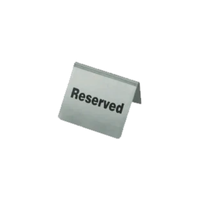 Chef Inox Stainless Steel Table Sign "Reserved" 62x55mm (Pack of 10)