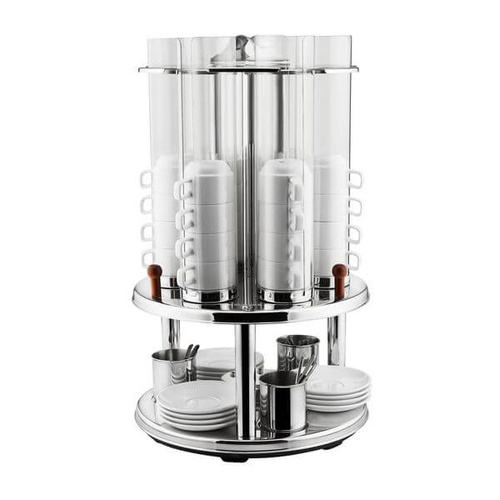 Sunnex Revolving Cup Dispenser 360x655mm - Stainless Steel Frame, Acrylic Chambers