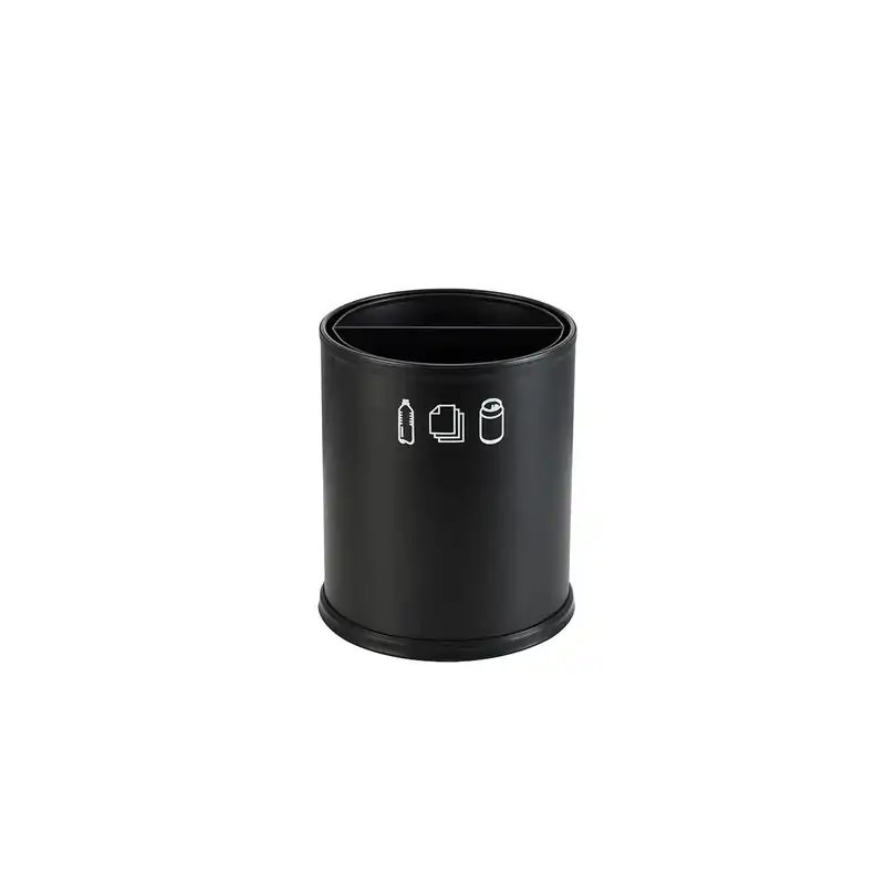 Noble & Price Round Recycle Waste Bin Black 2x3L Sections 110x220x270mm