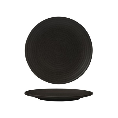 Zuma Charcoal Round Plate - Ribbed Charcoal 210mm - Box of 6