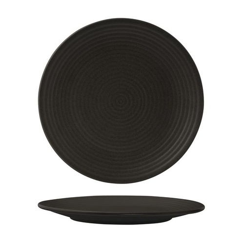 Zuma Charcoal Round Plate - Ribbed Charcoal 265mm - Box of 6