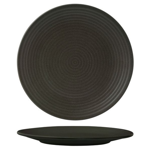 Zuma Charcoal Round Plate - Ribbed Charcoal 310mm - Box of 3