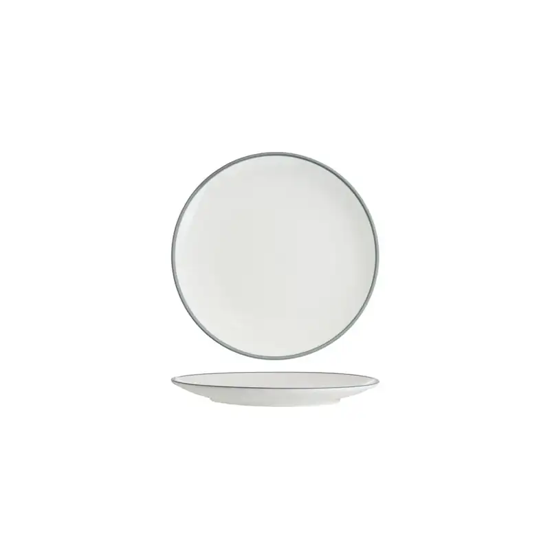 Tablekraft Core Grey Rim Round Coupe Plate 200mm (Box of 6)