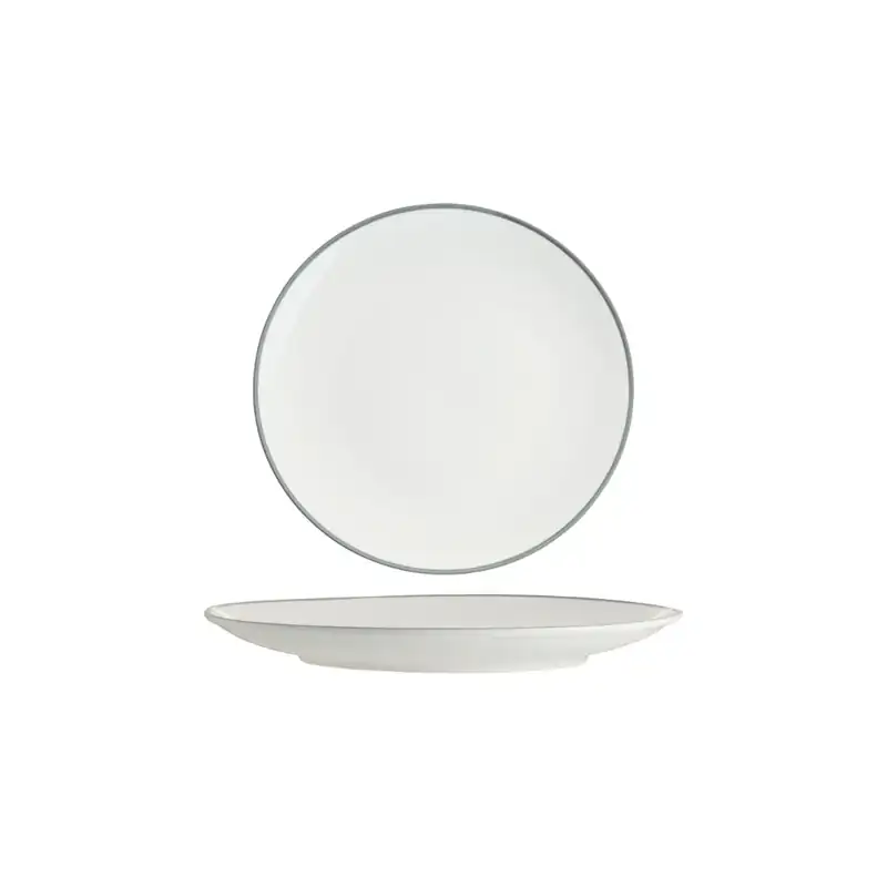 Tablekraft Core Grey Rim Round Coupe Plate 225mm (Box of 6)