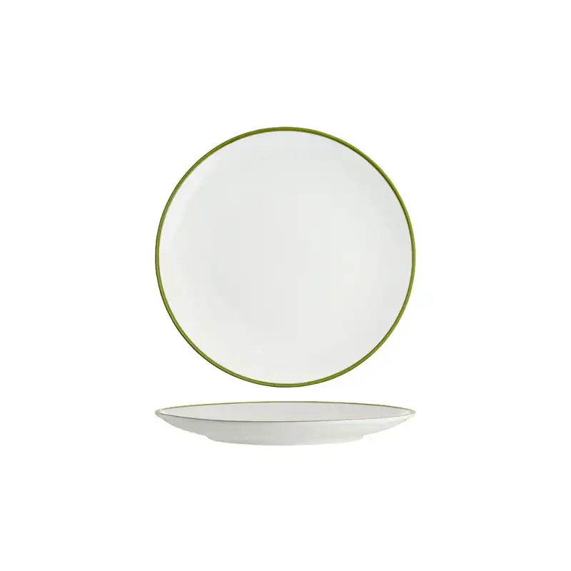 Tablekraft Core Olive Green Rim Round Coupe Plate 225mm (Box of 6)
