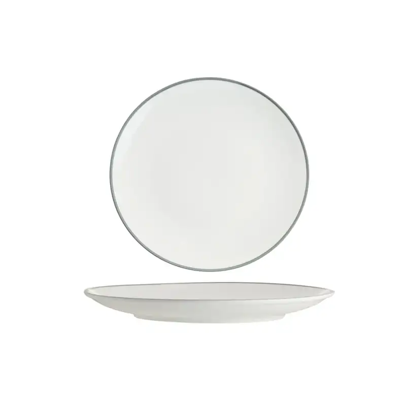 Tablekraft Core Grey Rim Round Coupe Plate 260mm (Box of 4)