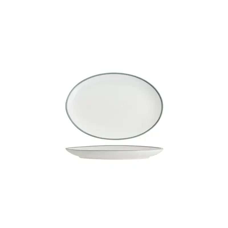 Tablekraft Core Grey Rim Oval Coupe Plate 230 x 165mm (Box of 6)