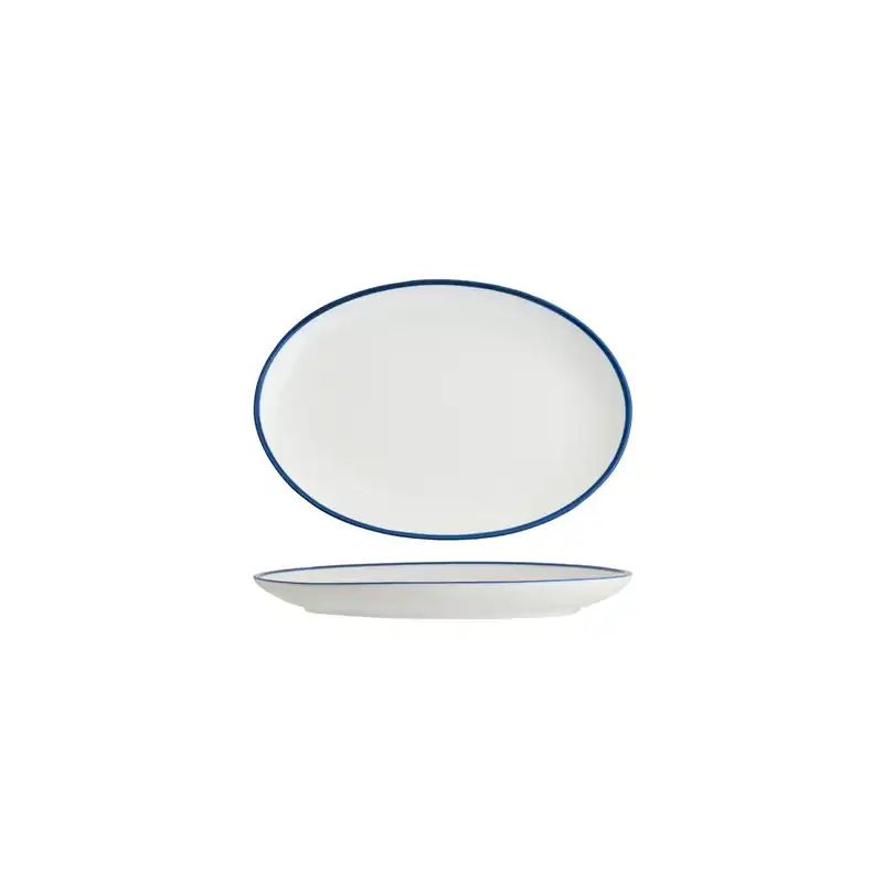 Tablekraft Core Royal Blue Rim Oval Coupe Plate 230 x 165mm (Box of 6)
