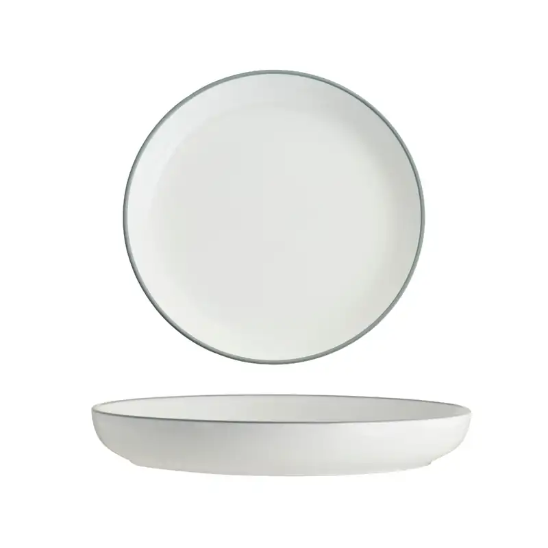 Tablekraft Core Grey Rim Walled Lip Round Plate 200 x 23mm (Box of 4)