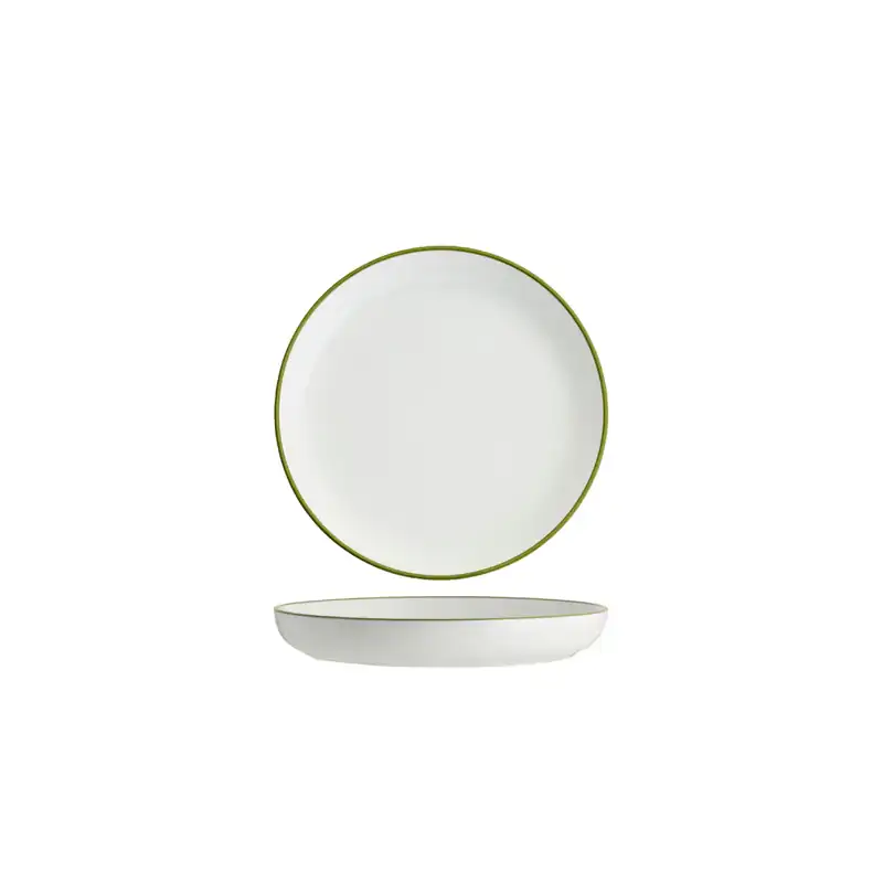 Tablekraft Core Olive Green Rim Walled Lip Round Plate 200 x 23mm (Box of 4)