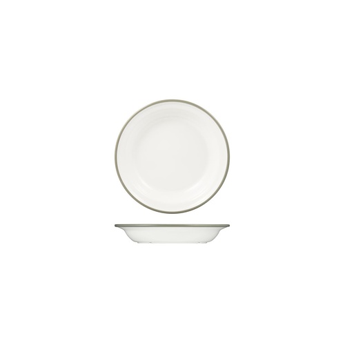 Ryner Melamine Evoke Deep Round Plate White With Grey Rim 200mm / 380ml - Box of 12
