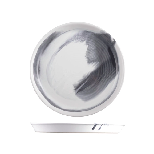 Pottr Finn Black Smoke Round Tapered Plate 230mm (Box of 6)