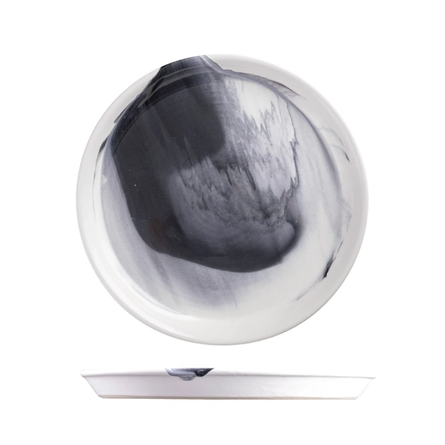 Pottr Finn Black Smoke Round Tapered Plate 250mm (Box of 6)