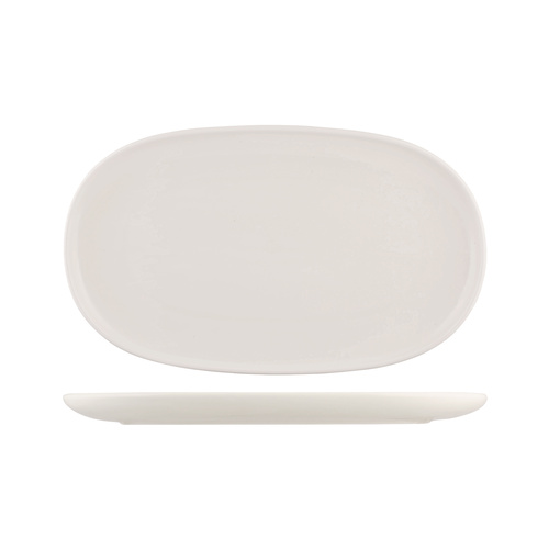Moda Porcelain Snow Oval Coupe Plate 405x240mm - Box of 3