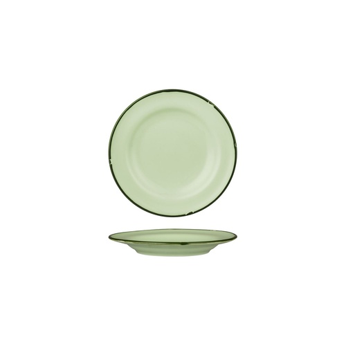 Luzerne Tintin Green / Green Round Plate - Wide Rim Green / Green 170mm - Box of 12