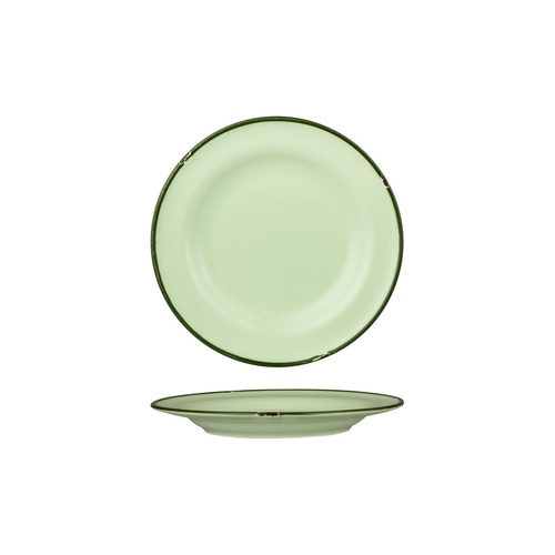 Luzerne Tintin Green / Green Round Plate - Wide Rim Green / Green 210mm - Box of 12