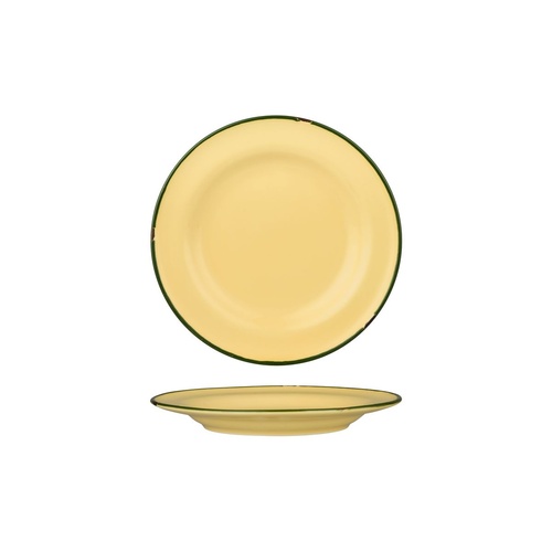 Luzerne Tintin Sand / Green Round Plate - Wide Rim Sand / Green 210mm - Box of 12