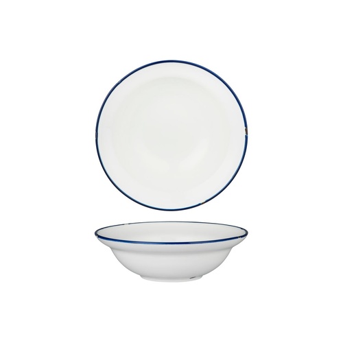 Luzerne Tintin White / Navy Round Deep Plate Bowl White / Navy 190mm / 380ml - Box of 12