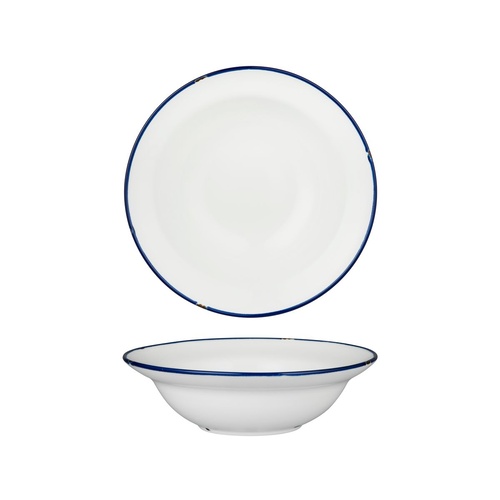 Luzerne Tintin White / Navy Round Deep Plate Bowl White / Navy 220mm / 580ml - Box of 12