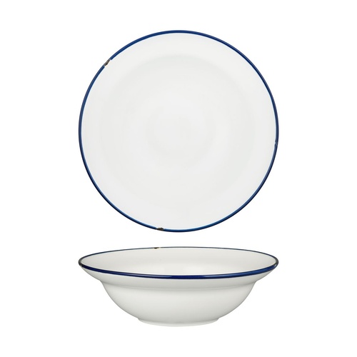 Luzerne Tintin White / Navy Round Deep Plate Bowl White / Navy 240mm / 830ml - Box of 12