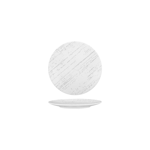Luzerne Drizzle White With Grey Round Flat Coupe Plate White With Grey 160mm - Box of 6