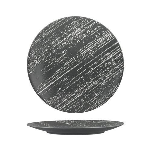Luzerne Drizzle Grey With White Round Flat Coupe Plate Grey With White 280mm - Box of 4
