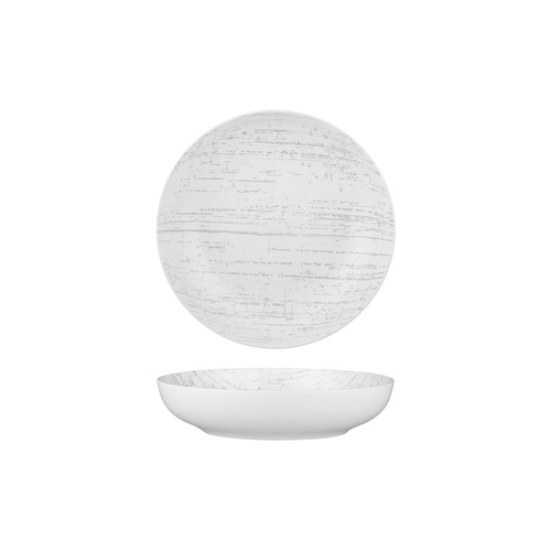 Luzerne Drizzle White With Grey Round Share Bowl White With Grey 210mm / 1000ml - Box of 4