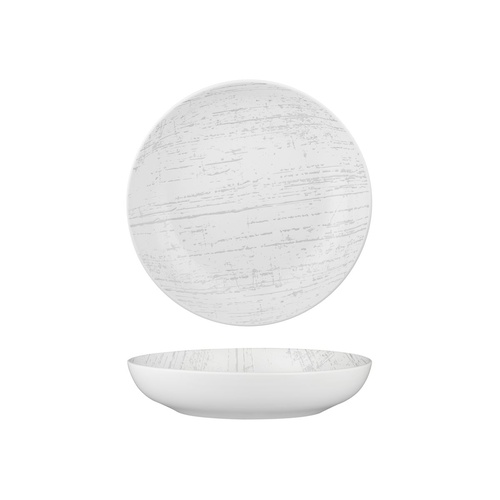 Luzerne Drizzle White With Grey Round Share Bowl White With Grey 230mm / 1160ml - Box of 4
