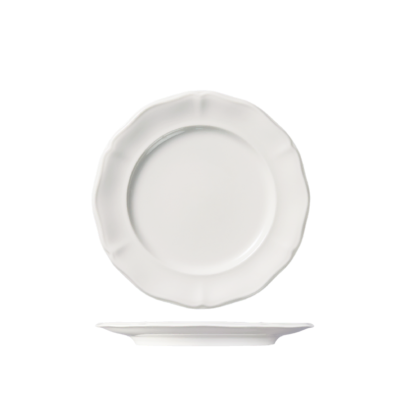Luzerne Astoria White Scalloped Round Plate 230mm (Box of 6)