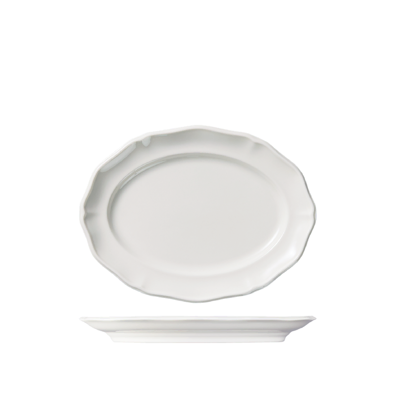 Luzerne Astoria White Scalloped Oval Plate 250 x 190mm (Box of 4)