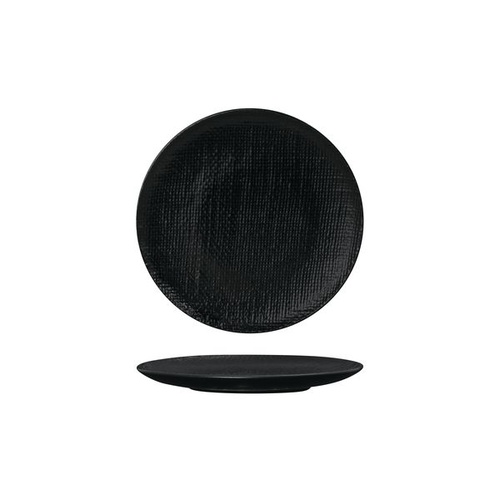 Luzerne Linen Black Round Flat Coupe Plate Black 180mm - Box of 6