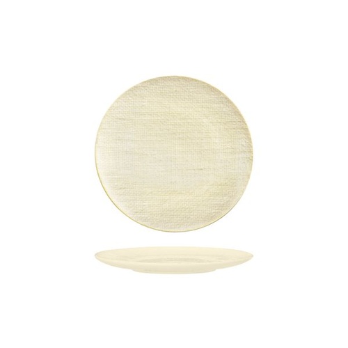 Luzerne Linen Reactive White Round Flat Coupe Plate Reactive White 180mm - Box of 6