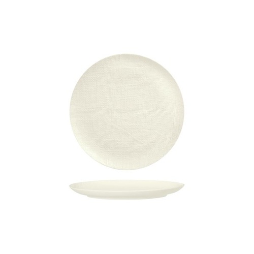 Luzerne Linen White Round Flat Coupe Plate White 180mm - Box of 6