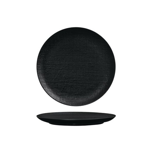 Luzerne Linen Black Round Flat Coupe Plate Black 210mm - Box of 6