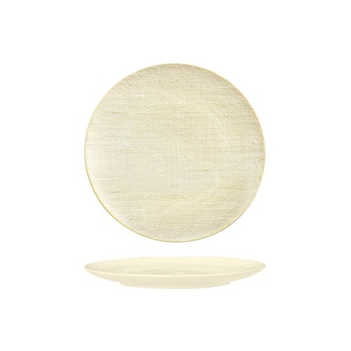 Luzerne Linen Reactive White Round Flat Coupe Plate Reactive White 210mm - Box of 6